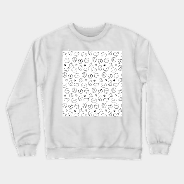 black and white cat pattern background wallpaper Crewneck Sweatshirt by Spinkly